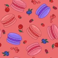 Seamless pattern with berry macaroons. Vector graphics.