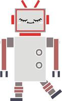 flat color retro cartoon robot vector