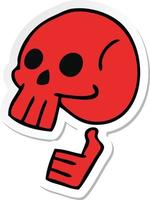 sticker of a quirky hand drawn cartoon skull vector