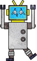 retro grunge texture cartoon robot vector