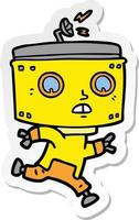 sticker of a cartoon robot running vector