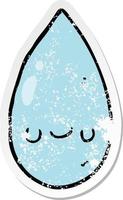 distressed sticker of a cartoon cute raindrop vector