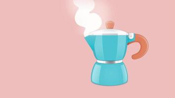 2D animation Italian light blue Moka pot coffee maker video