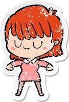 distressed sticker of a cartoon woman vector