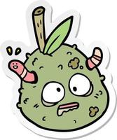 sticker of a cartoon old pear vector