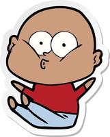 sticker of a cartoon bald man staring vector