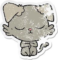 distressed sticker of a cute cartoon dog vector