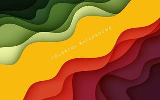 abstract colorful dynamic wavy layers papercut style background. eps10 vector