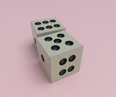 white dice and pawn 3d render illustration on pastel pink background. photo
