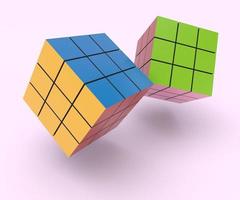 cube game icon, minimal 3d render illustration on pink background. photo