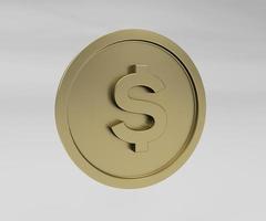 monedas de oro con ilustración 3d de signo de dólar, ilustración mínima de presentación 3d