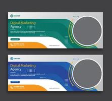 plantilla de banner y portada web de agencia de marketing digital vector