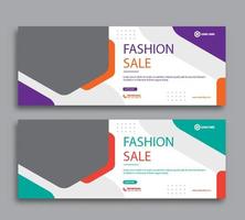 portada web de venta de moda y plantilla de banner vector