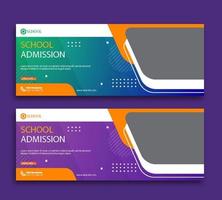 School admission web cover and banner template vector