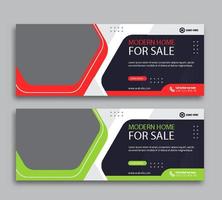 Modern home sale web cover and banner template vector