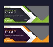 Modern home sale web cover and banner template vector