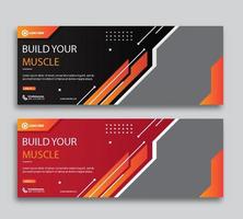 portada web de fitness y plantilla de banner vector