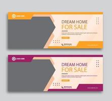 Modern home sale web cover and banner template vector