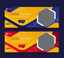 School admission web cover and banner template vector