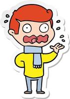 sticker of a cartoon man totally stressed out vector