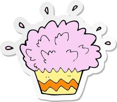 sticker of a cartoon exploding cupcake vector