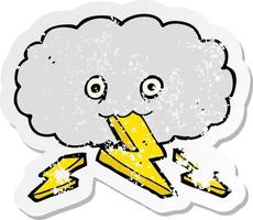 retro distressed sticker of a cartoon thundercloud vector