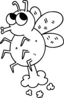 quirky line drawing cartoon fly vector