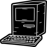 cartoon icon drawing of a computer and keyboard vector