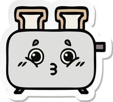 sticker of a cute cartoon of a toaster vector