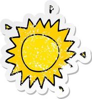 distressed sticker of a cartoon sun vector