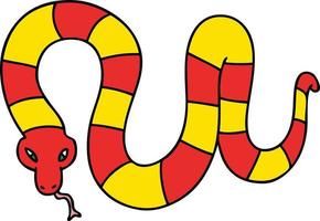 serpiente de dibujos animados peculiar dibujado a mano vector