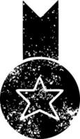 distressed symbol gold medal vector
