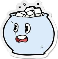 sticker of a cartoon bowl of sugar vector