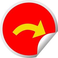 circular peeling sticker cartoon pointing arrow vector