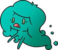 gradient cartoon of kawaii scary ghost vector