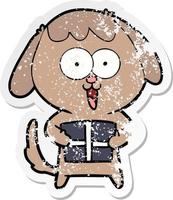 distressed sticker of a cute cartoon dog vector