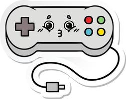 sticker of a cute cartoon game controller vector