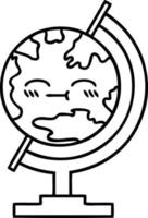 line drawing cartoon globe of the world vector