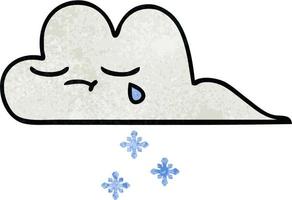 nube de nieve de dibujos animados de textura grunge retro vector