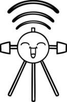 line drawing cartoon satellite vector