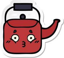 sticker of a cute cartoon kettle vector