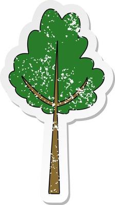 distressed sticker of a quirky hand drawn cartoon tree
