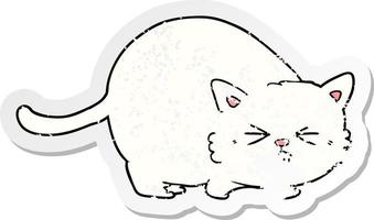 distressed sticker of a cartoon angry cat vector