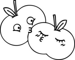 line drawing cartoon apples vector