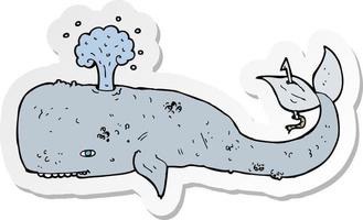 sticker of a cartoon whale vector