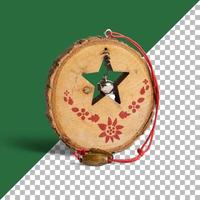 Wooden christmas ornament with handler isolated photo