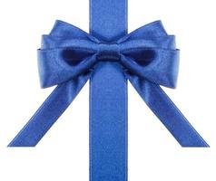 blue bow with horizontal cut ends on ribbon photo