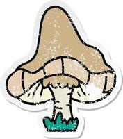 distressed sticker cartoon doodle of a single mushroom vector