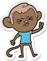 sticker of a cartoon angry monkey vector