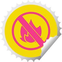 circular peeling sticker cartoon no fire allowed sign vector